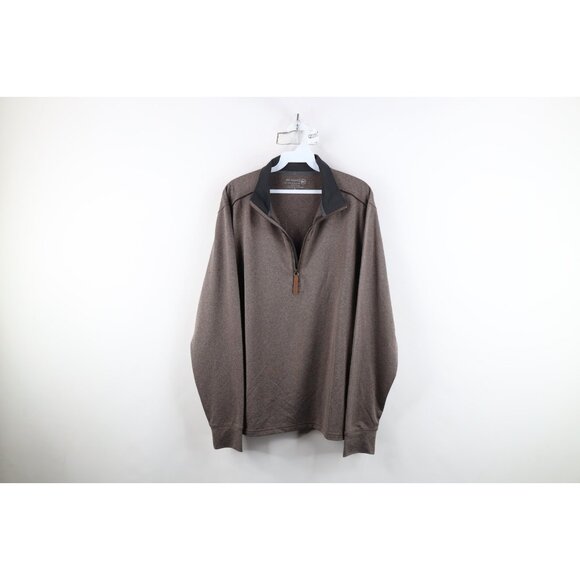 Vineyard Vines Other - Vineyard Vines Jim Nantz Mens Medium Knit Half Zip Pullover Jacket Top Brown